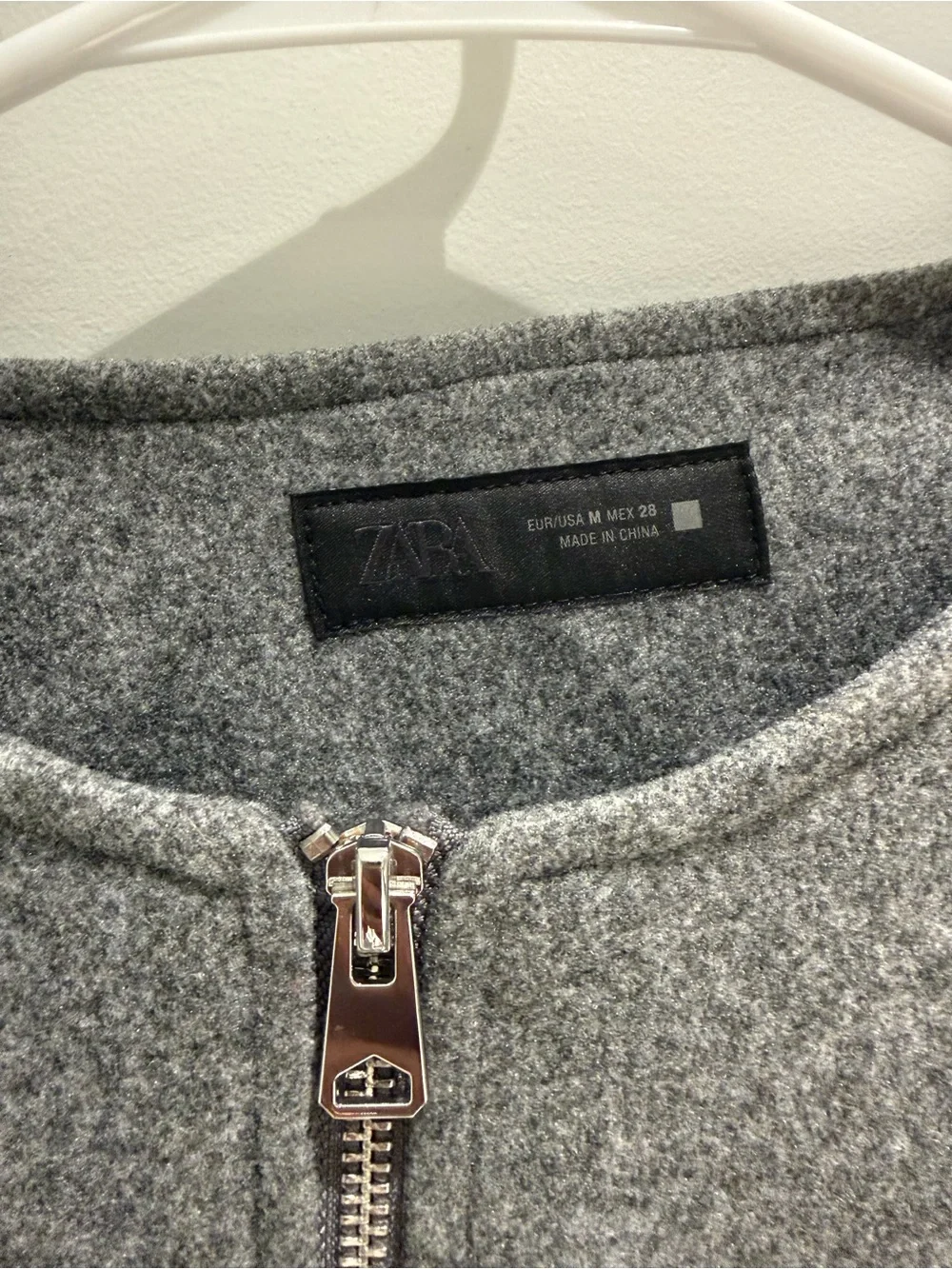 Zara Gray Cropped Zip Bomber Jacket - Picture 3 of 3
